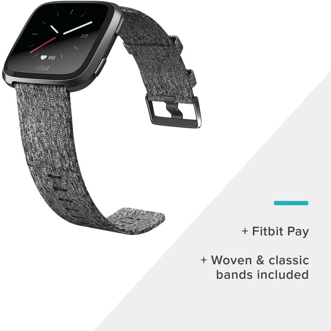 Fitbit Versa Special Edition Smart Watch, Charcoal Woven, One Size - Image 3