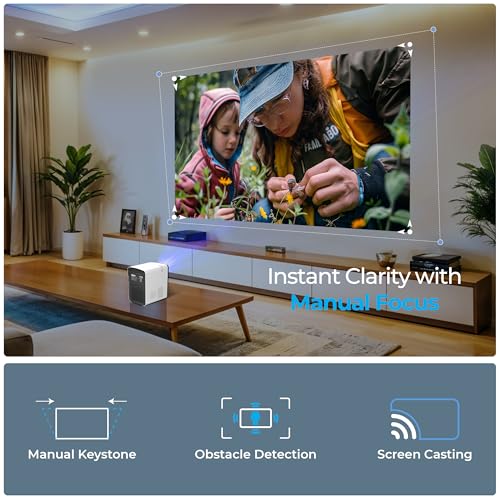 Foxin Vision 510 Smart Projector | Android 9.0 with OTT Apps | Native 720P with 4K Support | 5000 Lumens | 150 Inch Display | Wi-Fi & Bluetooth | Mini Projector for Room | 8W Speaker | White - Image 2
