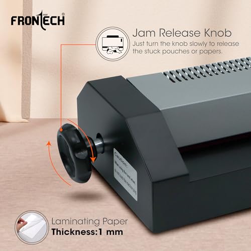 FRONTECH HD-32020 Laminator/Lamination Machine, Adjustable Temperature, Over-Thin Design with 4 Rollers, for Office and Home, 1 Year Warranty (LAM-0001, Grey) - Image 6