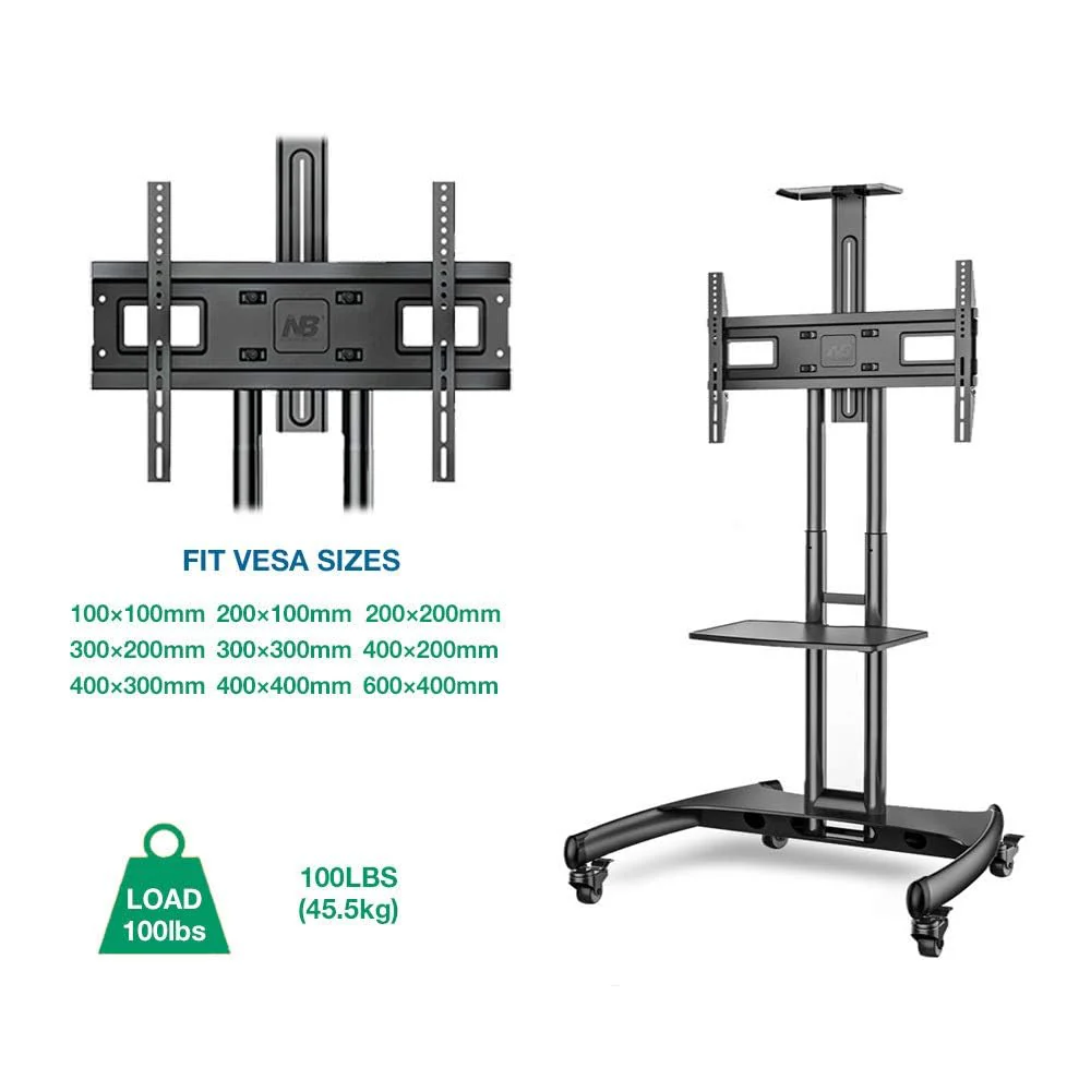 Gadget Wagon 32 - 75 inch LED TV Trolley Cart Portable Rolling Wheel Stand | VESA 600X400 mm | 45.5 kgs Load Capacity - Image 6