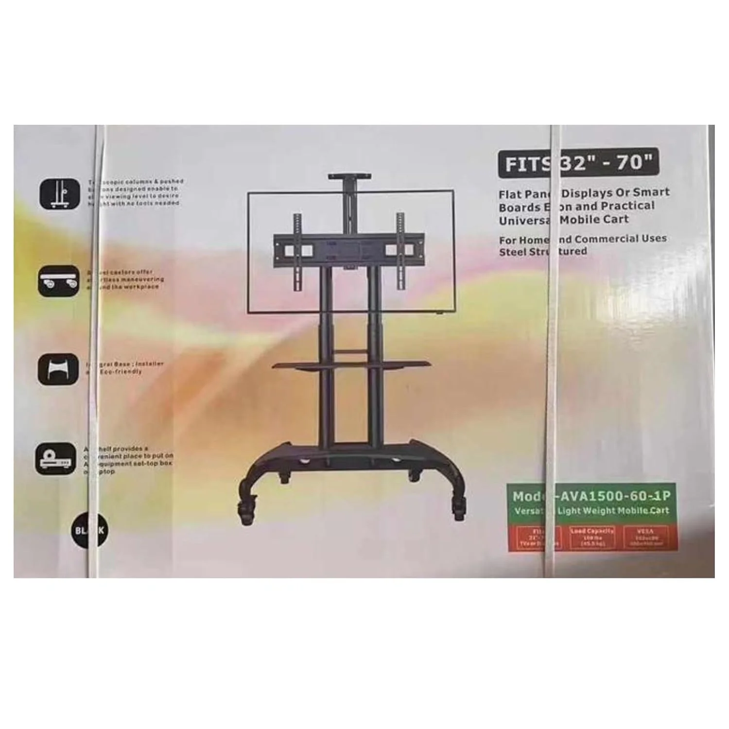 Gadget Wagon 32 - 75 inch LED TV Trolley Cart Portable Rolling Wheel Stand | VESA 600X400 mm | 45.5 kgs Load Capacity - Image 8