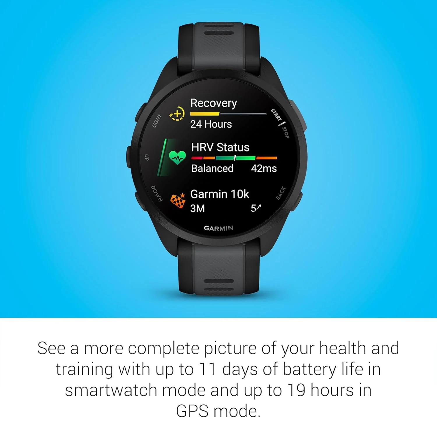 Garmin Forerunner 165, Running Smartwatch with GPS, Colorful AMOLED Display, Training Metrics and Recovery Insights, (Black/Salte Gray) - Image 3