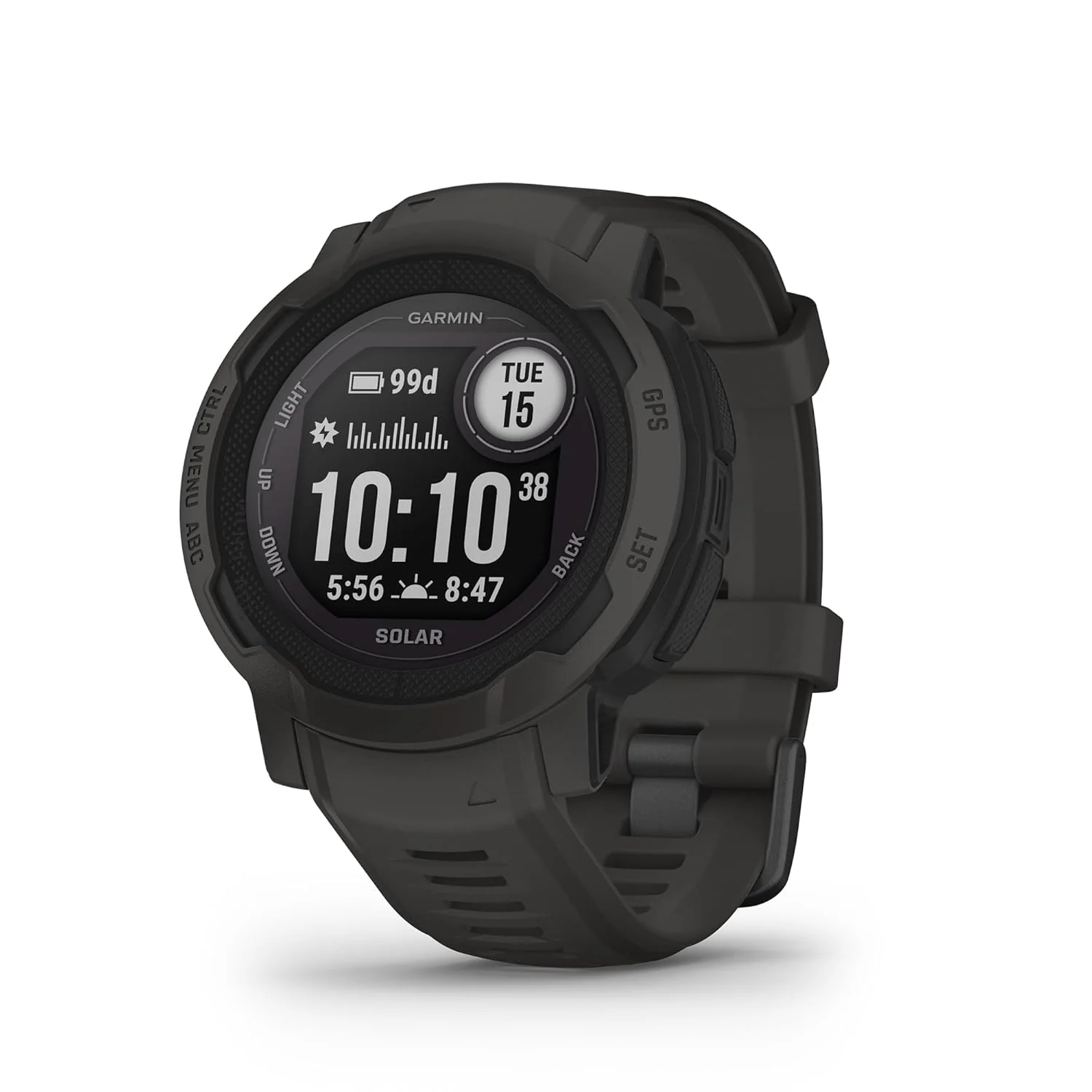 Garmin Instinct 2 Solar, Rugged GPS Smartwatch, Built-in Sports Apps and Health Monitoring, Solar Charging and Ultratough Design Features, Graphite