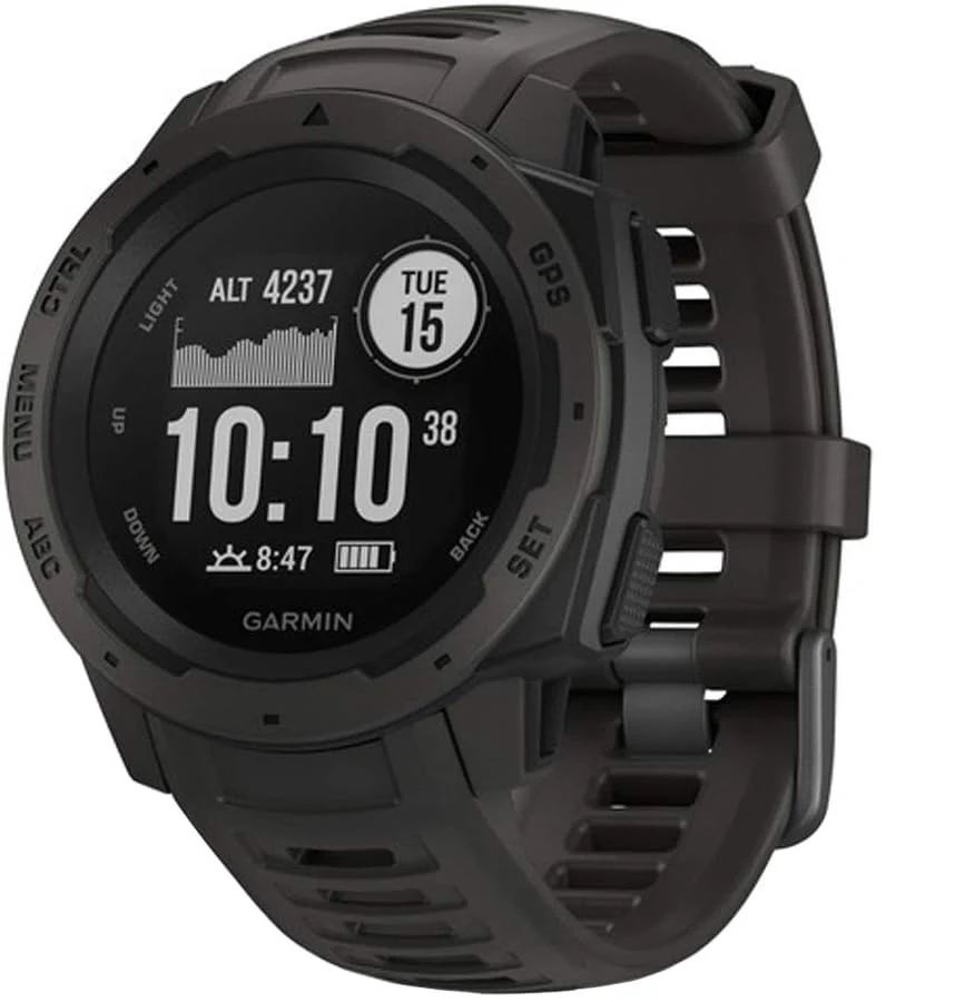 Garmin Instinct, Rugged Outdoor Watch with GPS, Features Glonass and Galileo, Heart Rate Monitoring and 3-Axis Compass, Graphite