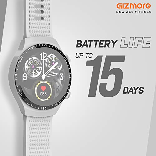 GIZMORE GIZFIT 909 Smartwatch with 15 Days Battery Life, 1.28” Full Touch HD Display, Heart Rate SpO2 & SleepMonitoring, IP67 Water Resistance, 15 Sports Mode, & Multiple Faces (Grey) - Image 3