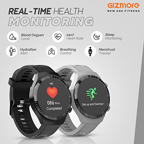 GIZMORE GIZFIT 909 Smartwatch with 15 Days Battery Life, 1.28” Full Touch HD Display, Heart Rate SpO2 & SleepMonitoring, IP67 Water Resistance, 15 Sports Mode, & Multiple Faces (Grey) - Image 4