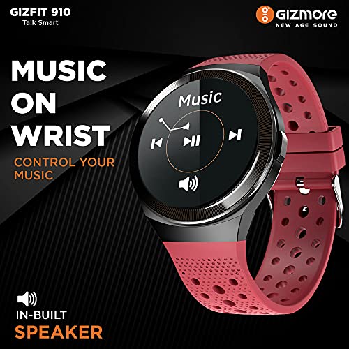 GIZMORE Gizfit 910 Full Smart Watch with in-Built Speaker Bluetooth Calling & Music, Bold Metallic Body/SpO2 and Heart Rate Monitoring, Unlimited Faces Long Battery Life & Multiple Sports Mode- Red - Image 2