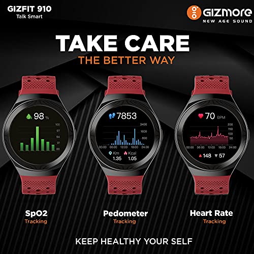 GIZMORE Gizfit 910 Full Smart Watch with in-Built Speaker Bluetooth Calling & Music, Bold Metallic Body/SpO2 and Heart Rate Monitoring, Unlimited Faces Long Battery Life & Multiple Sports Mode- Red - Image 4