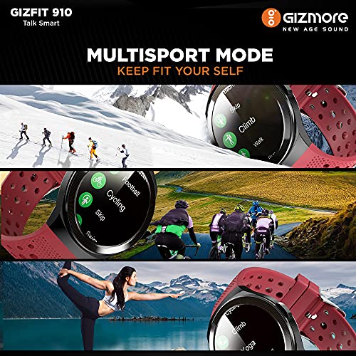 GIZMORE Gizfit 910 Full Smart Watch with in-Built Speaker Bluetooth Calling & Music, Bold Metallic Body/SpO2 and Heart Rate Monitoring, Unlimited Faces Long Battery Life & Multiple Sports Mode- Red - Image 5