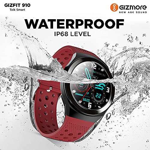 GIZMORE Gizfit 910 Full Smart Watch with in-Built Speaker Bluetooth Calling & Music, Bold Metallic Body/SpO2 and Heart Rate Monitoring, Unlimited Faces Long Battery Life & Multiple Sports Mode- Red - Image 6