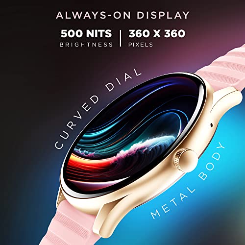 GIZMORE Gizfit Curve 3.54cm (1.39) AOD 500 NITS|360x360 HD Display Bluetooth Calling Smartwatch (Pink) - Image 3