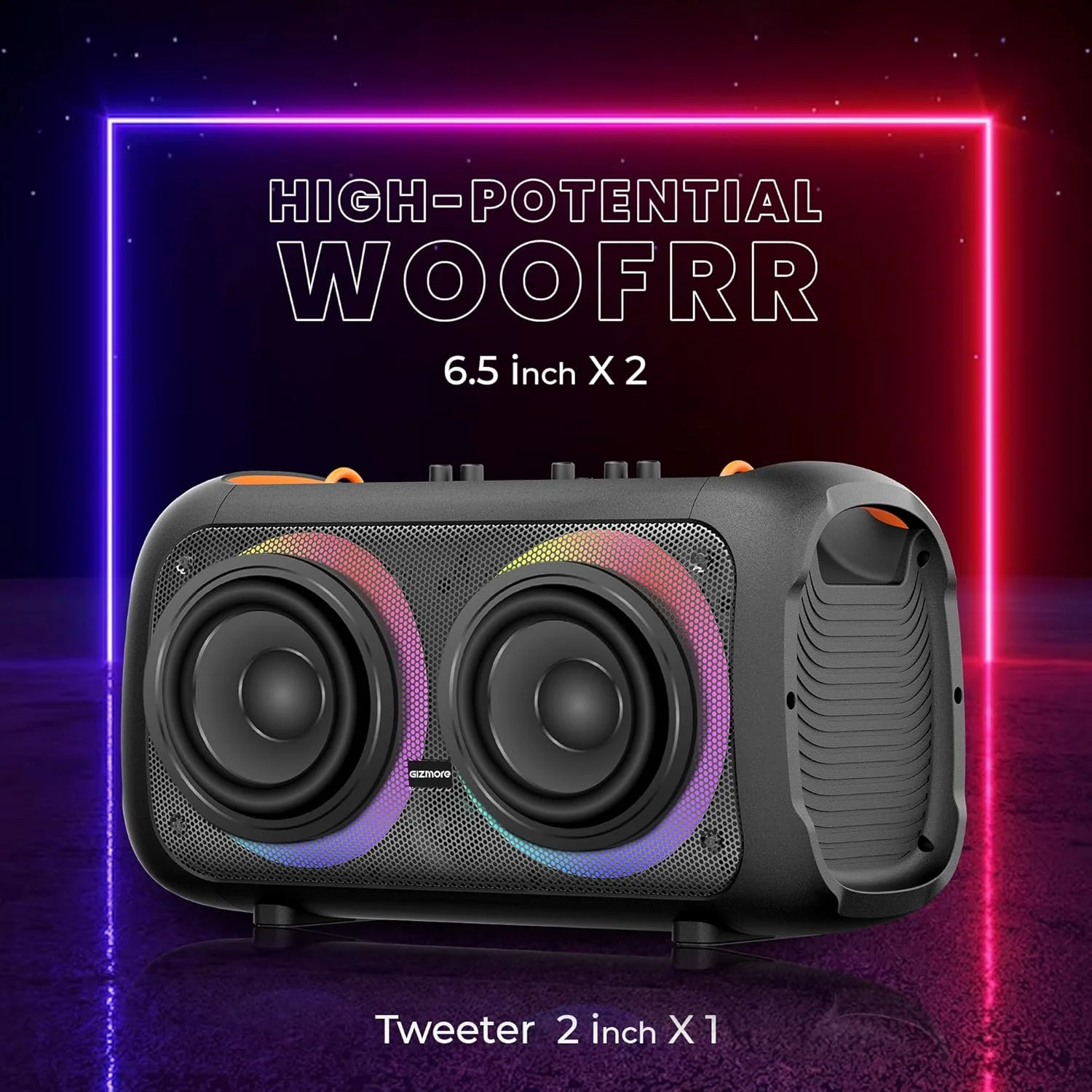 GIZMORE Trolley Speaker T3000 Drumm 60 W Bluetooth Portable Party Speaker Up to 4 hrs Playtime with Digital LED Display, RGB Lights, Multi Connectivity USB, FM, AUX, SD Card and Wireless MIC - Image 4