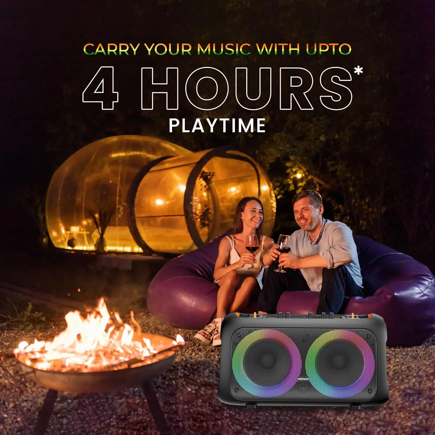 GIZMORE Trolley Speaker T3000 Drumm 60 W Bluetooth Portable Party Speaker Up to 4 hrs Playtime with Digital LED Display, RGB Lights, Multi Connectivity USB, FM, AUX, SD Card and Wireless MIC - Image 5