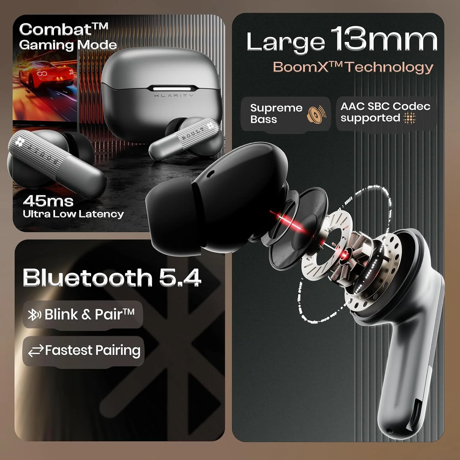 GOBOULT Klarity 3 6-Mic Hybrid ANC (Upto 50dB) in Ear Earbuds, Spatial Audio, Dual Device Pairing, 50H Playtime, Wind Noise Reduction 6 Mic Calling, Type-C Fast Charging, 13mm Bass Driver TWS (Silver) - Image 11