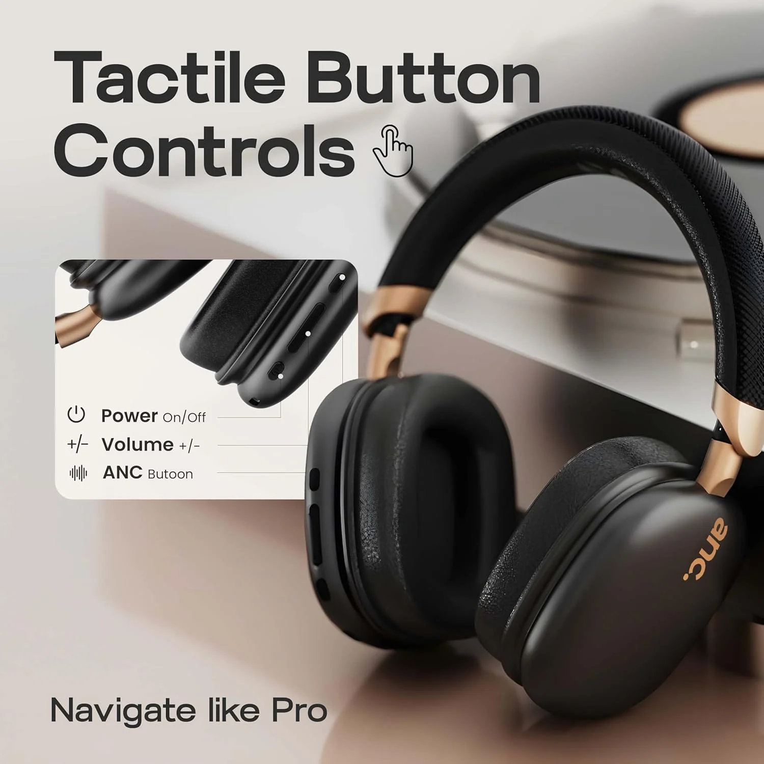 GOBOULT Newly Launched Fluid X Pro ANC Headphones BT Wireless 70H Playtime, 40mm Bass Driver, Active Noise Cancellation, Type-C Fast Charging, ANC Headphones Wireless (Raven Black) - Image 10