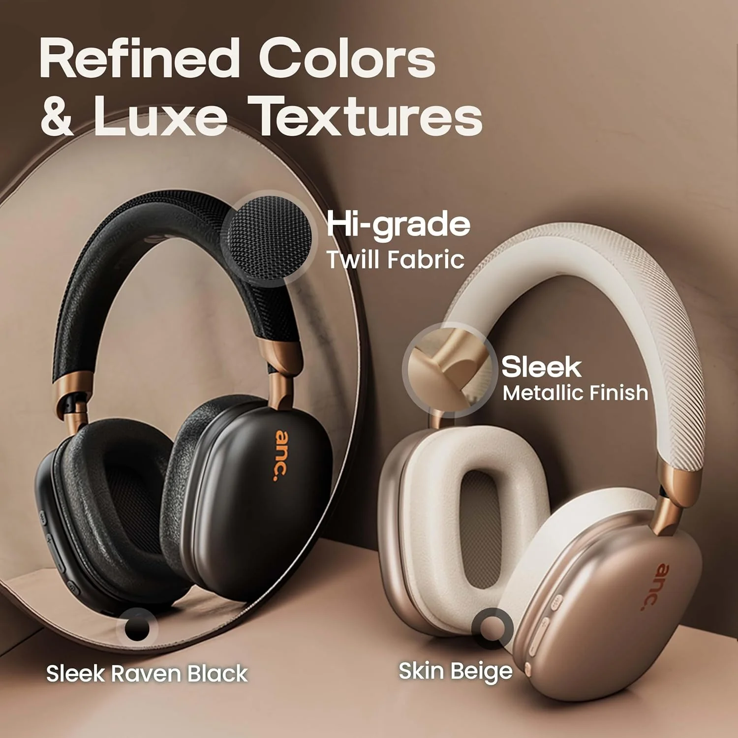 GOBOULT Newly Launched Fluid X Pro ANC Headphones BT Wireless 70H Playtime, 40mm Bass Driver, Active Noise Cancellation, Type-C Fast Charging, ANC Headphones Wireless (Raven Black) - Image 11