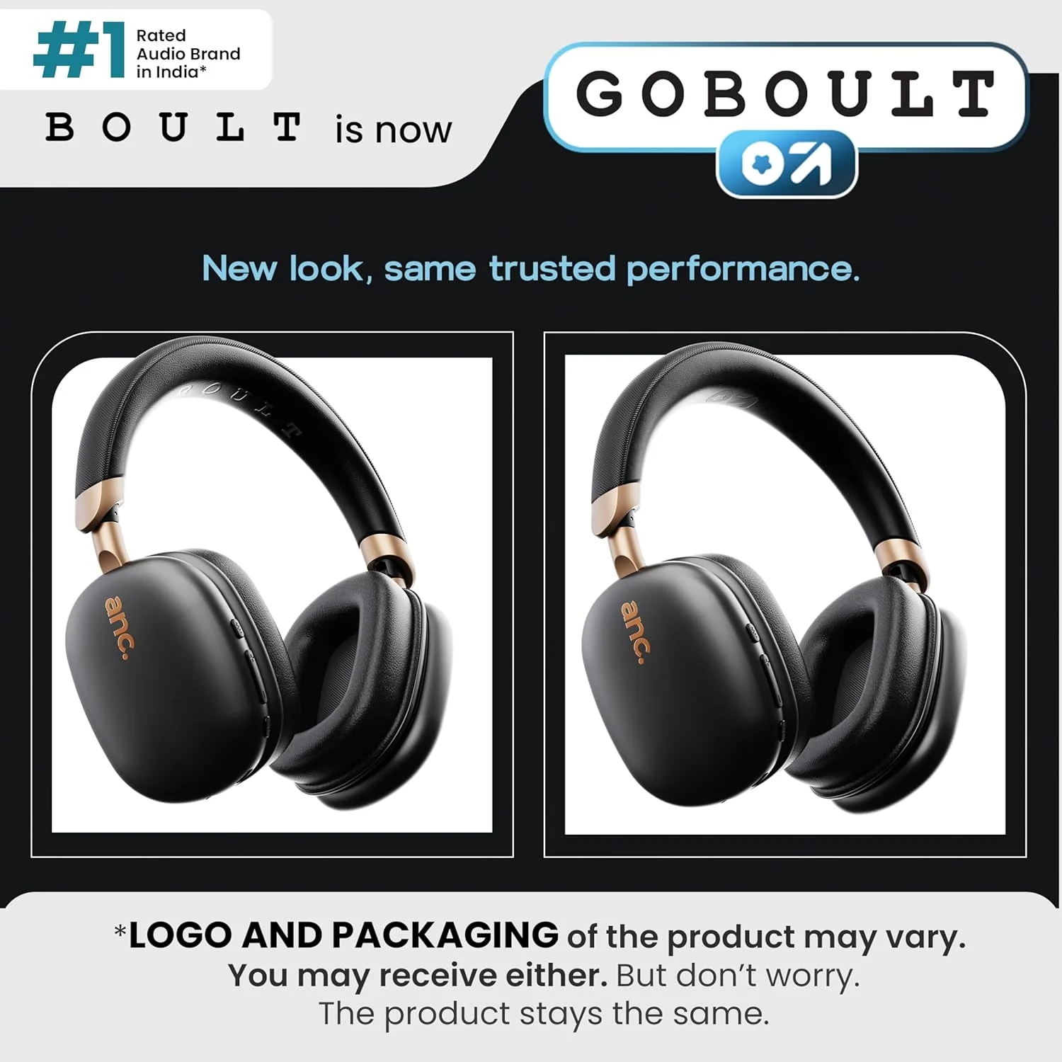 GOBOULT Newly Launched Fluid X Pro ANC Headphones BT Wireless 70H Playtime, 40mm Bass Driver, Active Noise Cancellation, Type-C Fast Charging, ANC Headphones Wireless (Raven Black) - Image 2