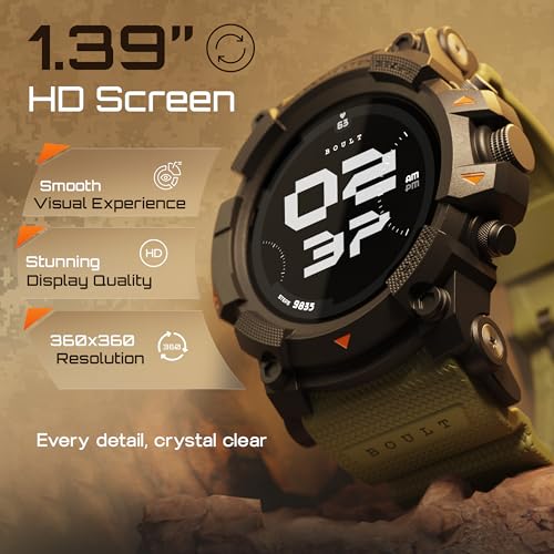 Goboult Thrux Smartwatch 1.39'' HD Display, BT Calling 5.2, 350 Nits Brightness, IP67, 290+ Watchfaces, 120+ Sports Modes,GPS Tracking, AI Voice Assistant, SpO2 Monitoring (Green) - Image 3