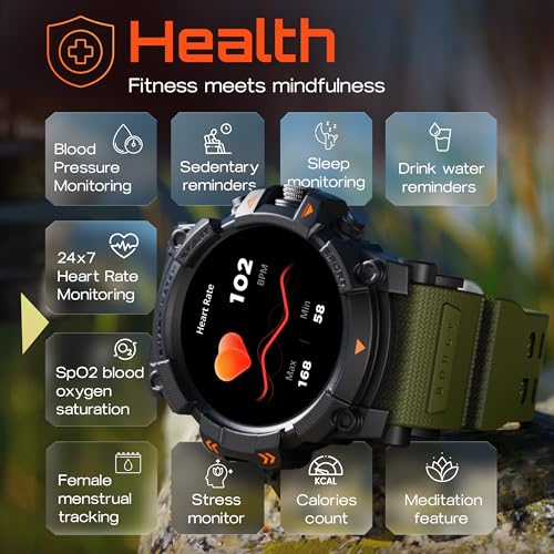 Goboult Thrux Smartwatch 1.39'' HD Display, BT Calling 5.2, 350 Nits Brightness, IP67, 290+ Watchfaces, 120+ Sports Modes,GPS Tracking, AI Voice Assistant, SpO2 Monitoring (Green) - Image 8