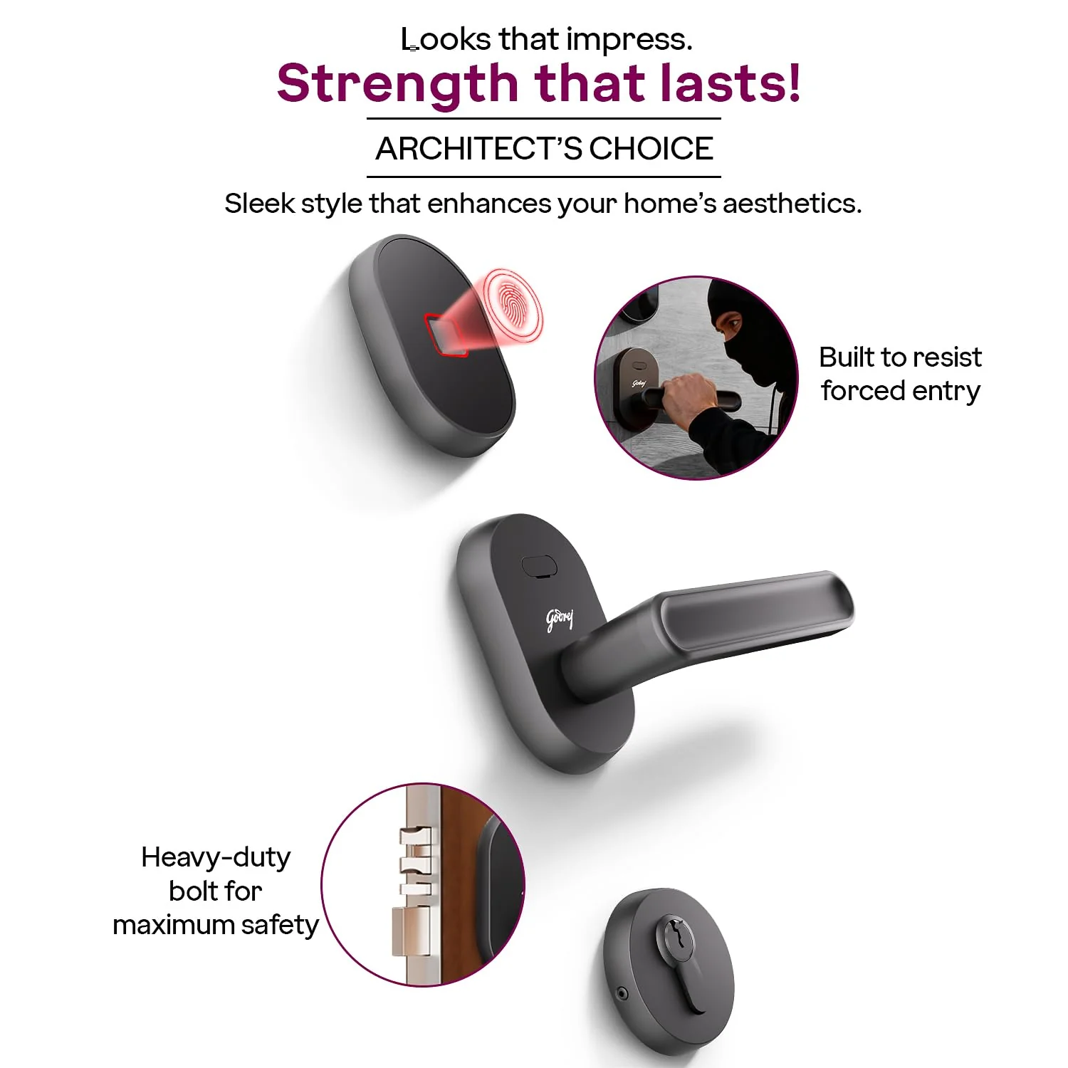 Godrej Advantis Smart Lock | GSL D1R | 3 in 1 Digital Lock I Fingerprint, Mobile App & BLE | Ideal for Right-Hand, Outside Opening Doors I 3-Yrs Warranty I Made in India - Image 4