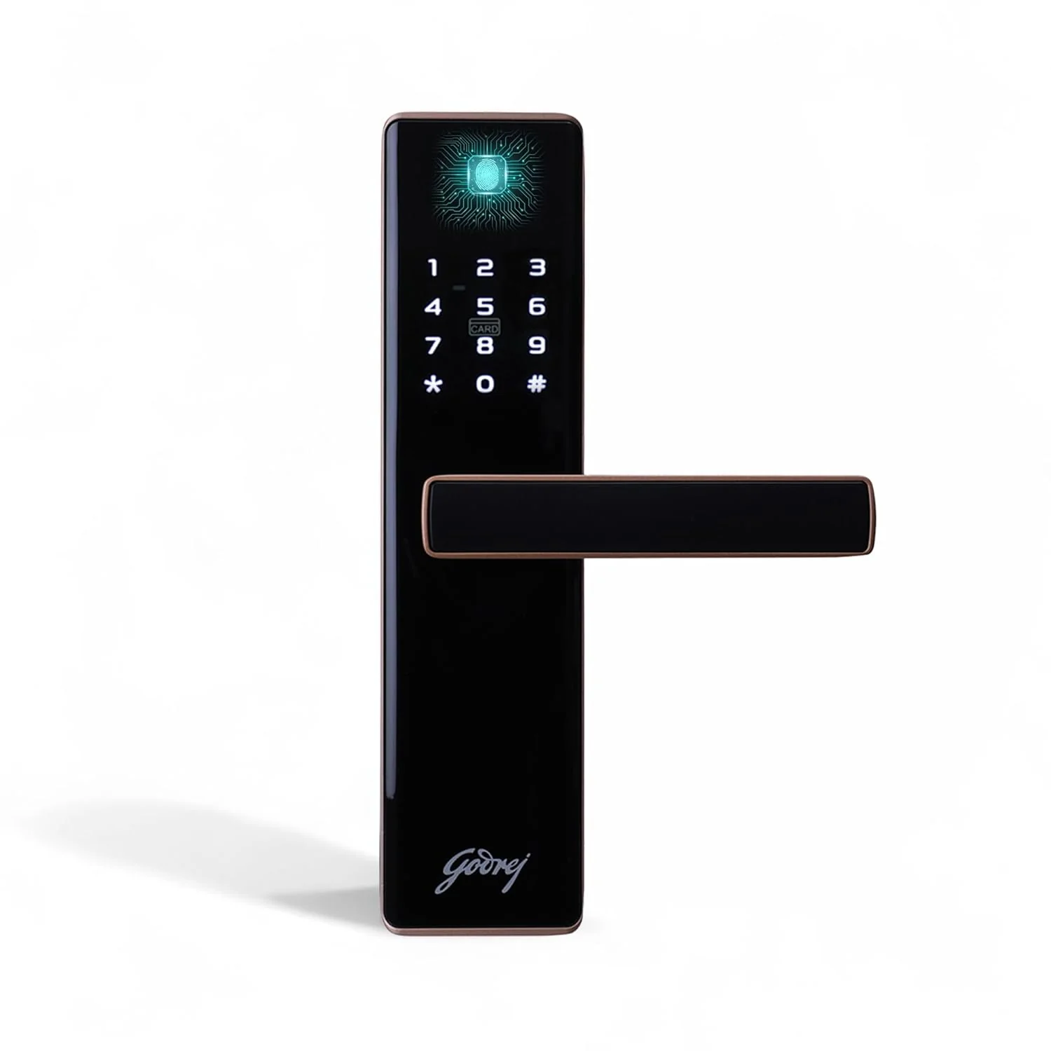 Godrej Digital Lock | Catus Advantage | Smart Lock for Wooden Door | 4 in 1 Access | Fingerprint | RFID | PIN Access | Mechanical Key | Rose Gold Finish | 3Years Warranty