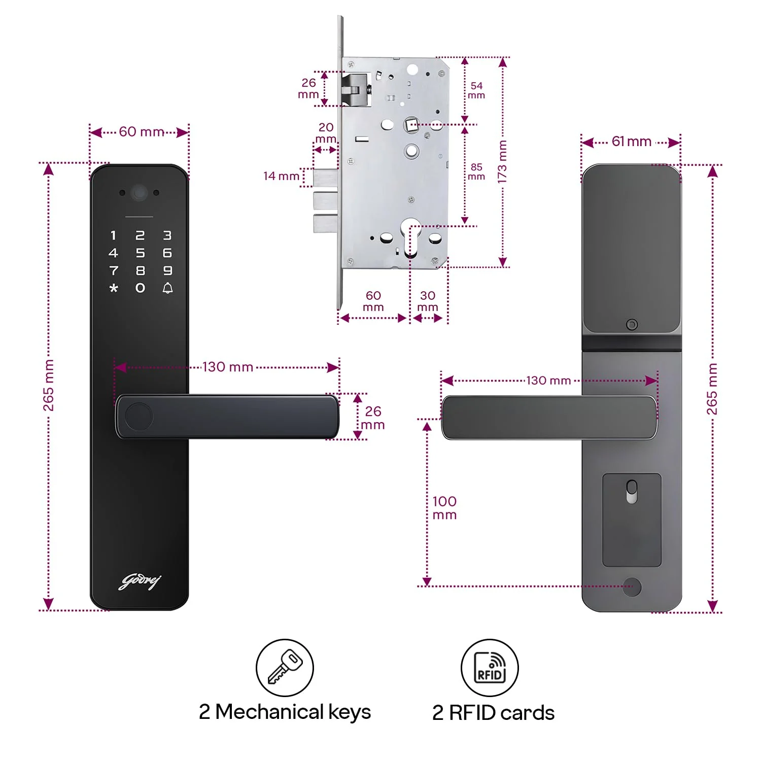 Godrej 'New Launch' Smart Lock | Neo Pro View Digital Lock for Wooden Doors with Camera, View Screen, Wi-fi | Mobile App | Built-in Doorbell I 7 in 1 Access I 3 Yr Warranty - Image 2