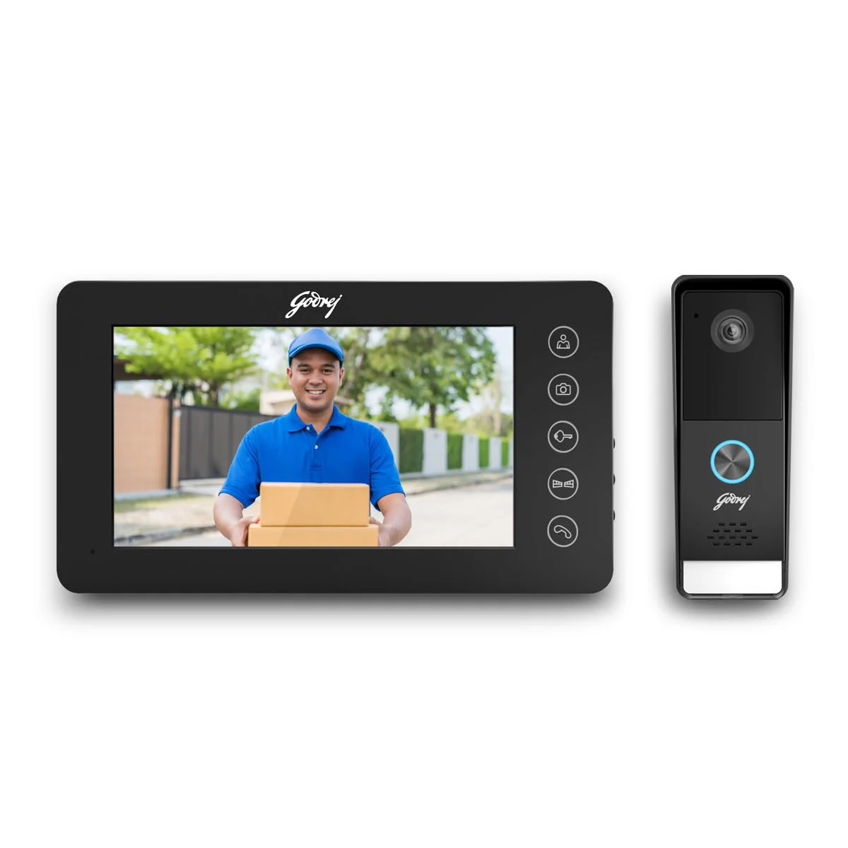 Godrej Security Solutions Seethru NeX Plus Video Door Phone | Smart Security with 7” Color Screen, 700 TVL Camera Resolution | Adjustable Volume | 2-Way Communication | Outdoor Rain Protection