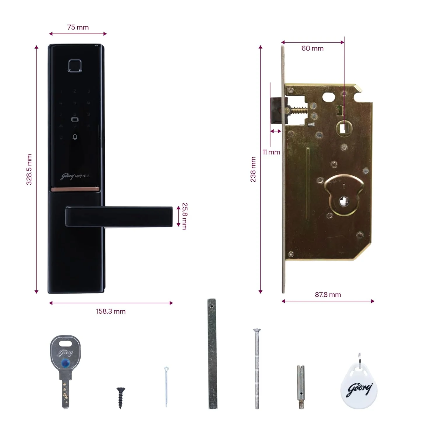 Godrej Smart Lock | The Only 7 in 1 NFC Digital Lock with Scheduled Biometric Access | VDP Compatible | Wooden Door in Home & Offices | Matte Black |3 Yrs Warranty |Made in India - Image 2