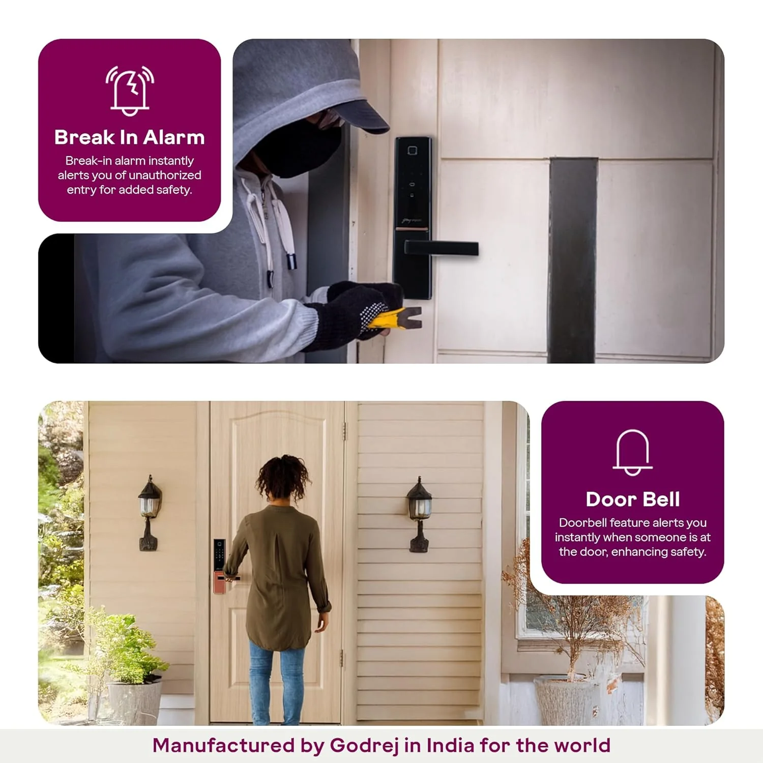 Godrej Smart Lock | The Only 7 in 1 NFC Digital Lock with Scheduled Biometric Access | VDP Compatible | Wooden Door in Home & Offices | Matte Black |3 Yrs Warranty |Made in India - Image 6