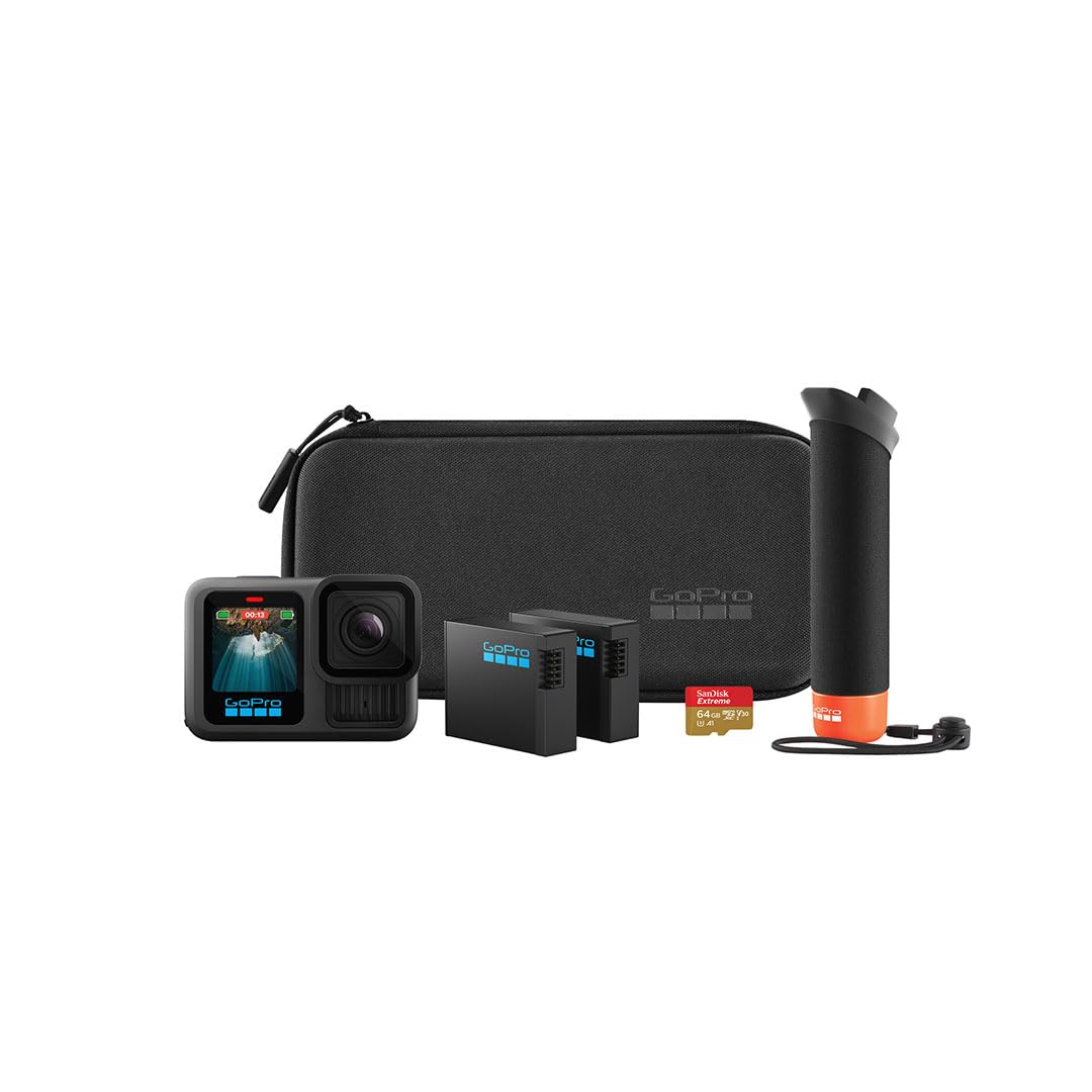 GoPro HERO13 Black Special Bundle Includes - HERO13 Black Camera, Handler, 2-Enduro Batteries, 2-Curved Adhesive Mounts, 64GB MicroSD Card, Hard Carrying Case(1-Yr International+1-Yr India Warranty) - Image 2