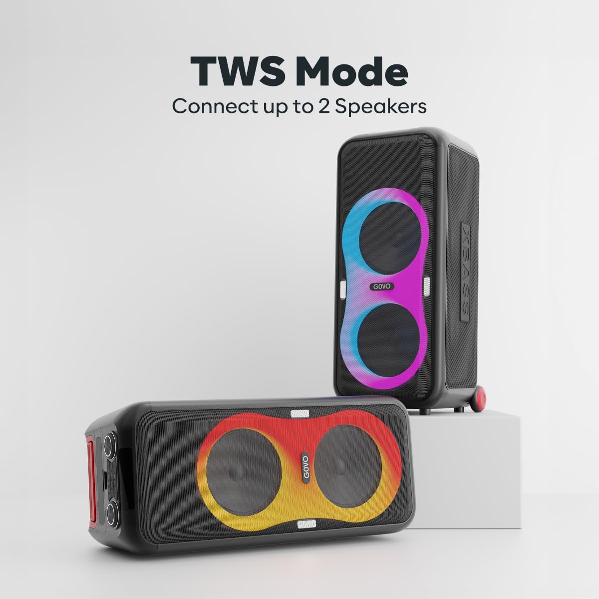 GOVO Newly Launched Goloud 970 | 300W USB Portable Party Speaker with Powerful Pro Sound | Vibrant Dynamic Light Show | Illuminated Control Panel | Guitar & Mic - Input (Black) - Image 2