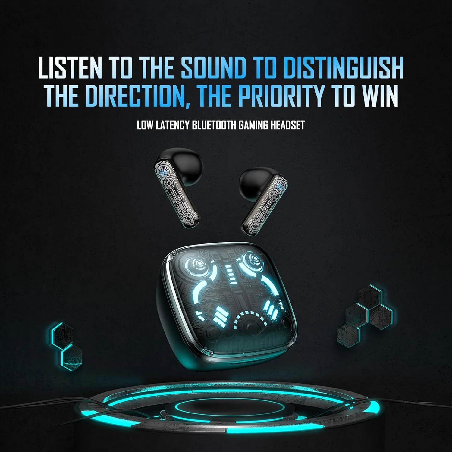 GROOVES Alpha Newly Launched-Gaming Tws Up To 80H Playtime - In Ear Dual Mode With 45Db Low Latency, Bt 5.3,Abs-Enc-, 13Mm Driver, 400 Mah Battery With Jaguar Mechanical Rgb- C-Type Charge (Black) - Image 6