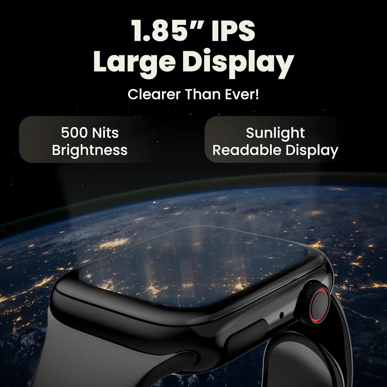 HAMMER Ace 3.0 Bluetooth Calling Smart Watch with Largest 1.85" IPS Display, Dual Mode, Spo2, Heart Rate, Strong Metallic Body & Skin Friendly Strap (Black) - Image 2