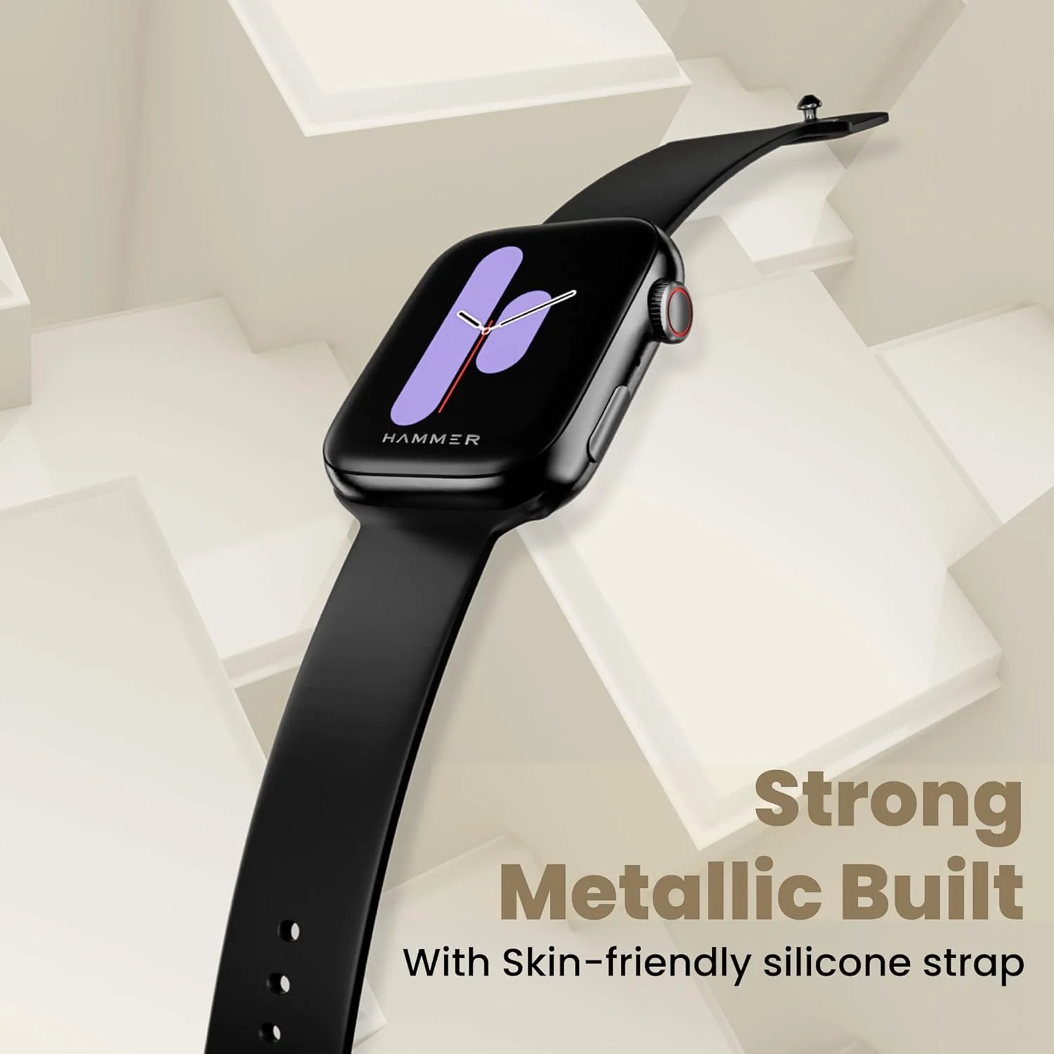 HAMMER Ace 3.0 Bluetooth Calling Smart Watch with Largest 1.85" IPS Display, Dual Mode, Spo2, Heart Rate, Strong Metallic Body & Skin Friendly Strap (Black) - Image 7