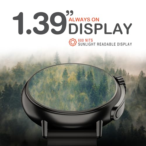 HAMMER Active 3.0 1.39" Round Calling Smart Watch for Men, Always On Display, Health Monitor, AI Voice Assistant, IP67 (Black Ocean Wave) - Image 2