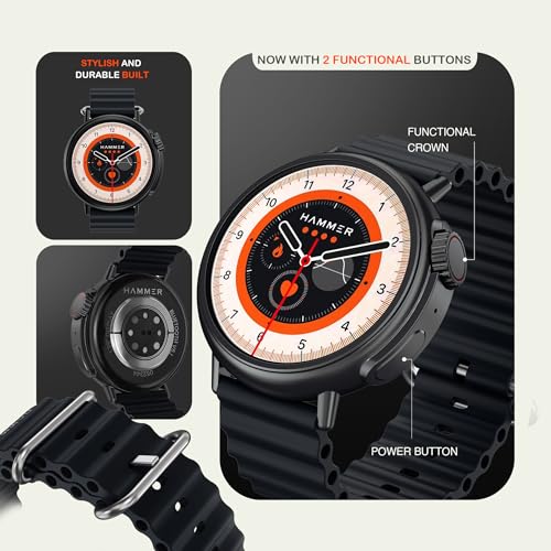 HAMMER Active 3.0 1.39" Round Calling Smart Watch for Men, Always On Display, Health Monitor, AI Voice Assistant, IP67 (Black Ocean Wave) - Image 5