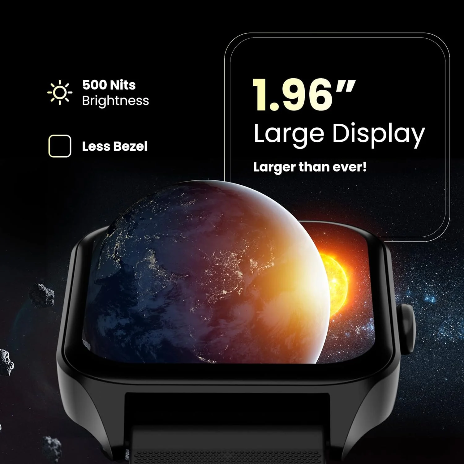 HAMMER Stroke 1.96" Calling Smart Watch with Strong Metallic Body, in Built Games, 100+ Sports Modes, Customized Watchfaces (Black) - Image 2