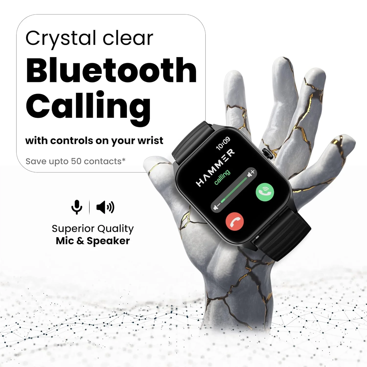 HAMMER Stroke 1.96" Calling Smart Watch with Strong Metallic Body, in Built Games, 100+ Sports Modes, Customized Watchfaces (Black) - Image 3