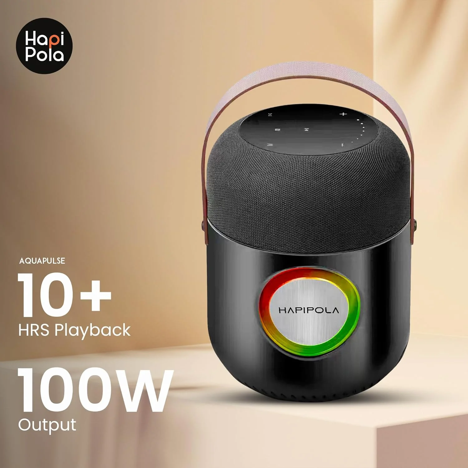 HAPIPOLA Bluetooth Speaker Aqua Pulse | Immersive Audio 100W Speaker | Good Bass | Portable | Type c Charging | Built in mic | dustproof | Handfree Calling | RGB Lights - Image 6