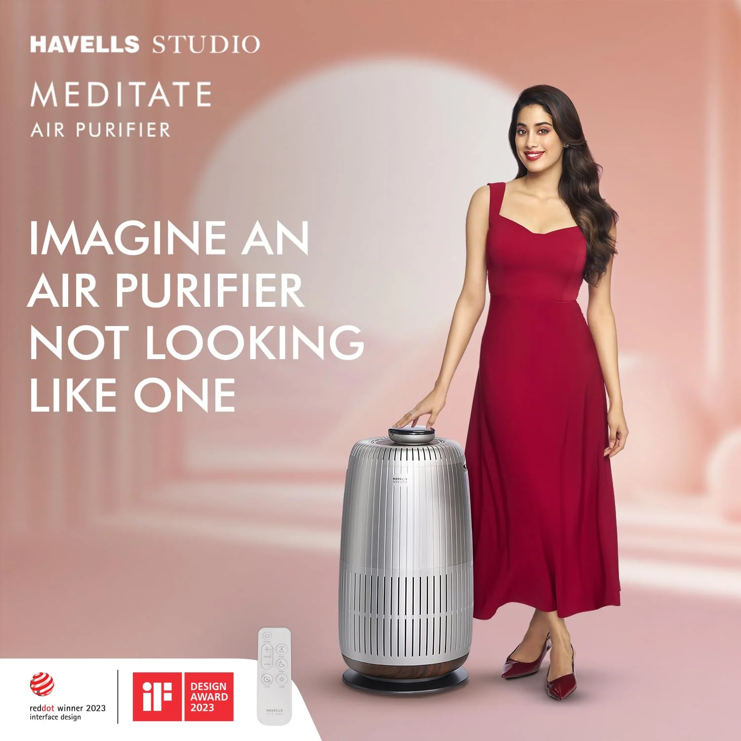 Havells Studio Meditate AP400 Air purifier with TiO2 module + HEPA 14 grade filter + Portable AQI Monitoring, Wi-Fi Enabled. One Composite Filter Free during Service (Silver Satin) - Image 2