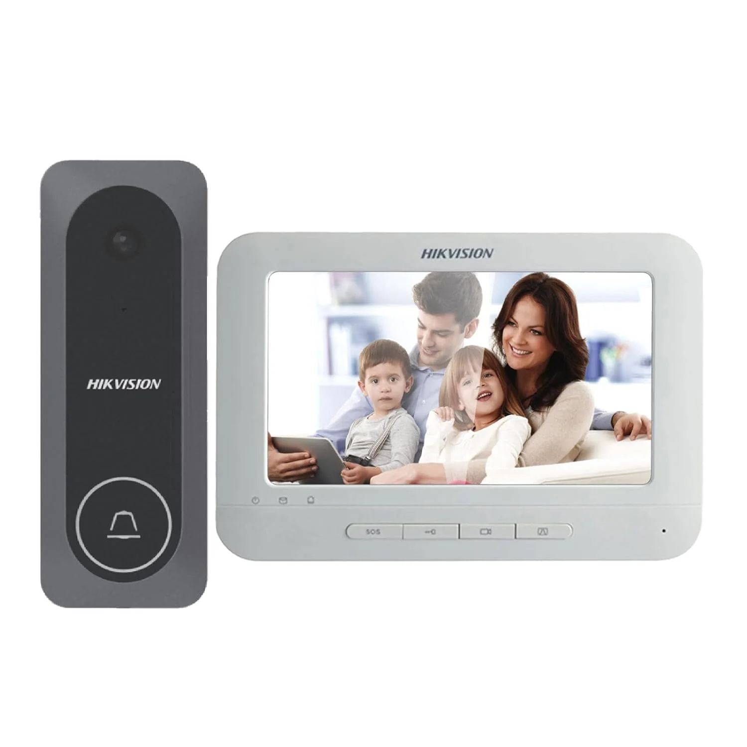 HIKVISION DS-KIS205T Wired Video Door Phone Kit | 7-Inch Indoor Monitor | HD Outdoor Doorbell Camera | Built-in Mic & Speaker | Noise Reduction | Night Vision | One-Touch Unlock Function