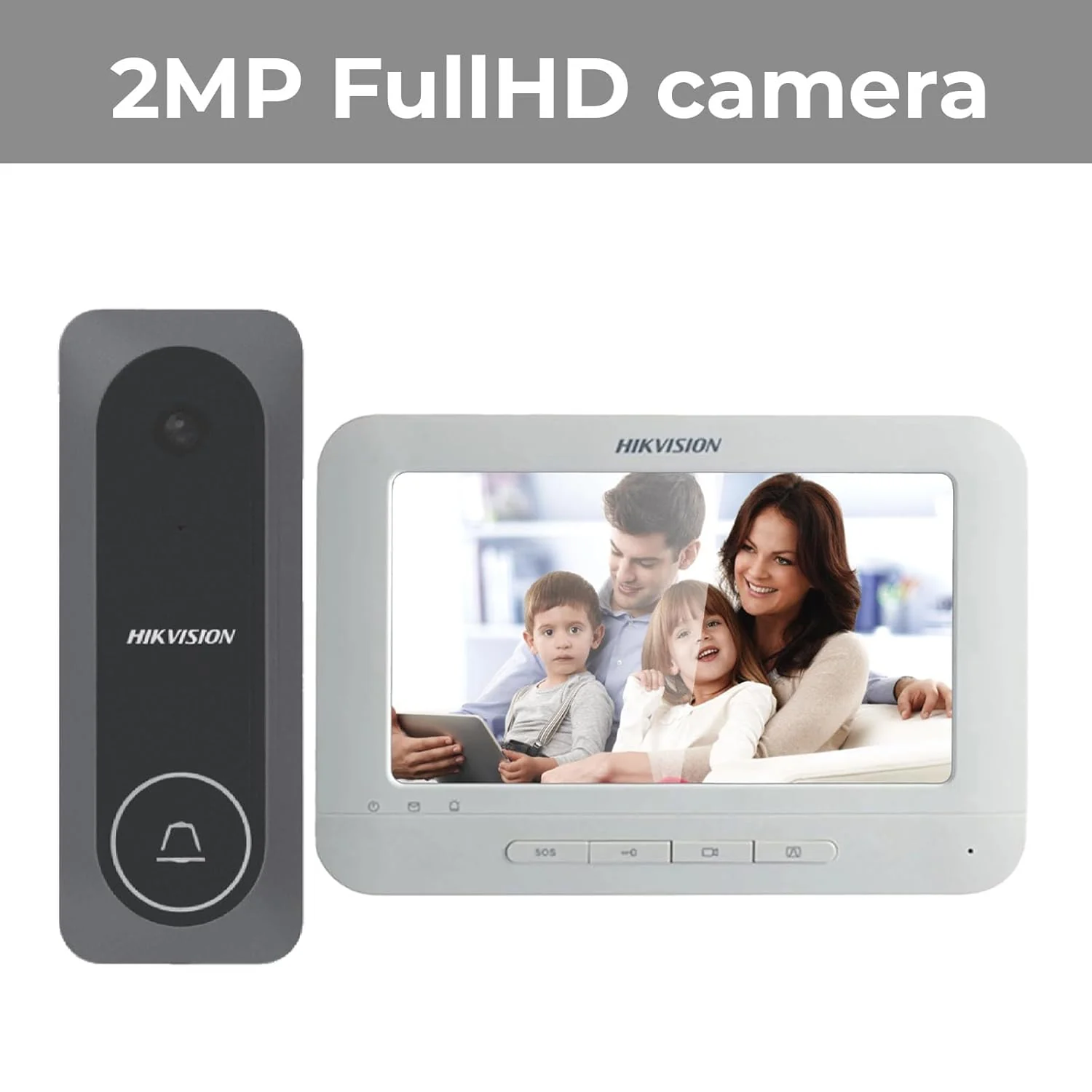 HIKVISION DS-KIS205T Wired Video Door Phone Kit | 7-Inch Indoor Monitor | HD Outdoor Doorbell Camera | Built-in Mic & Speaker | Noise Reduction | Night Vision | One-Touch Unlock Function - Image 2