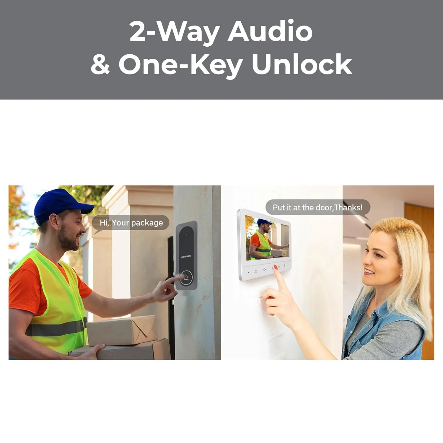 HIKVISION DS-KIS205T Wired Video Door Phone Kit | 7-Inch Indoor Monitor | HD Outdoor Doorbell Camera | Built-in Mic & Speaker | Noise Reduction | Night Vision | One-Touch Unlock Function - Image 6