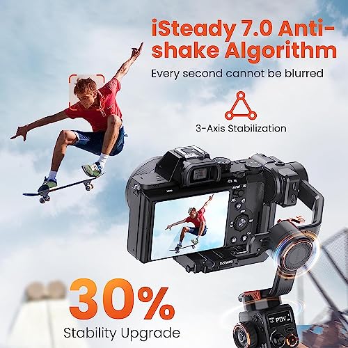 Hohem iSteady MT2 Kit 3-Axis Gimbal Stabilizer for Mirrorless/Pocket/Action Camera and Smartphone, AI Tracker with CCT/RGB Fill Light for Canon/Sony/Nikon/iPhone, Black - Image 4