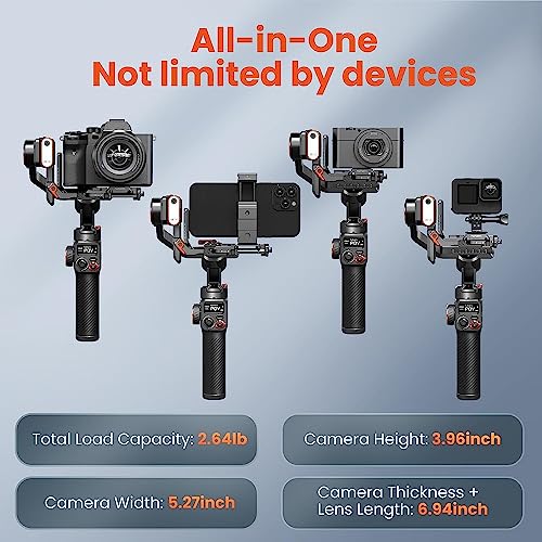 Hohem iSteady MT2 Kit 3-Axis Gimbal Stabilizer for Mirrorless/Pocket/Action Camera and Smartphone, AI Tracker with CCT/RGB Fill Light for Canon/Sony/Nikon/iPhone, Black - Image 5