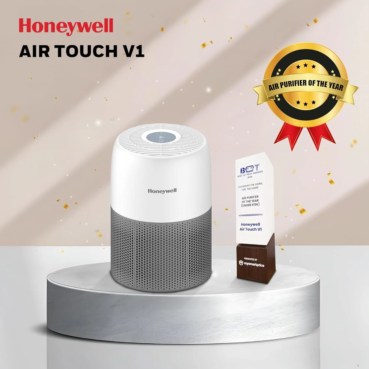 Honeywell Air Purifier for Home & Office, 3-in-1, Pre, H13 HEPA, Activated Carbon, Removes 99.99% Pollutants, Allergens, Pet Danger, Smoke, Dust & Pollens - Air touch V1 - Image 2