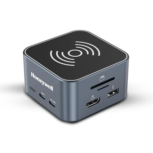 Honeywell New Launch 12-in-1 Type C Dock with 4K HDMI, MagSafe Wireless 15W, 4xUSB Ports PD 100W, Mic, Ethernet & Audio Port, SD & MicroSD Slot, All Type C Devices, Windows/MacBook