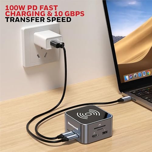 Honeywell New Launch 12-in-1 Type C Dock with 4K HDMI, MagSafe Wireless 15W, 4xUSB Ports PD 100W, Mic, Ethernet & Audio Port, SD & MicroSD Slot, All Type C Devices, Windows/MacBook - Image 8
