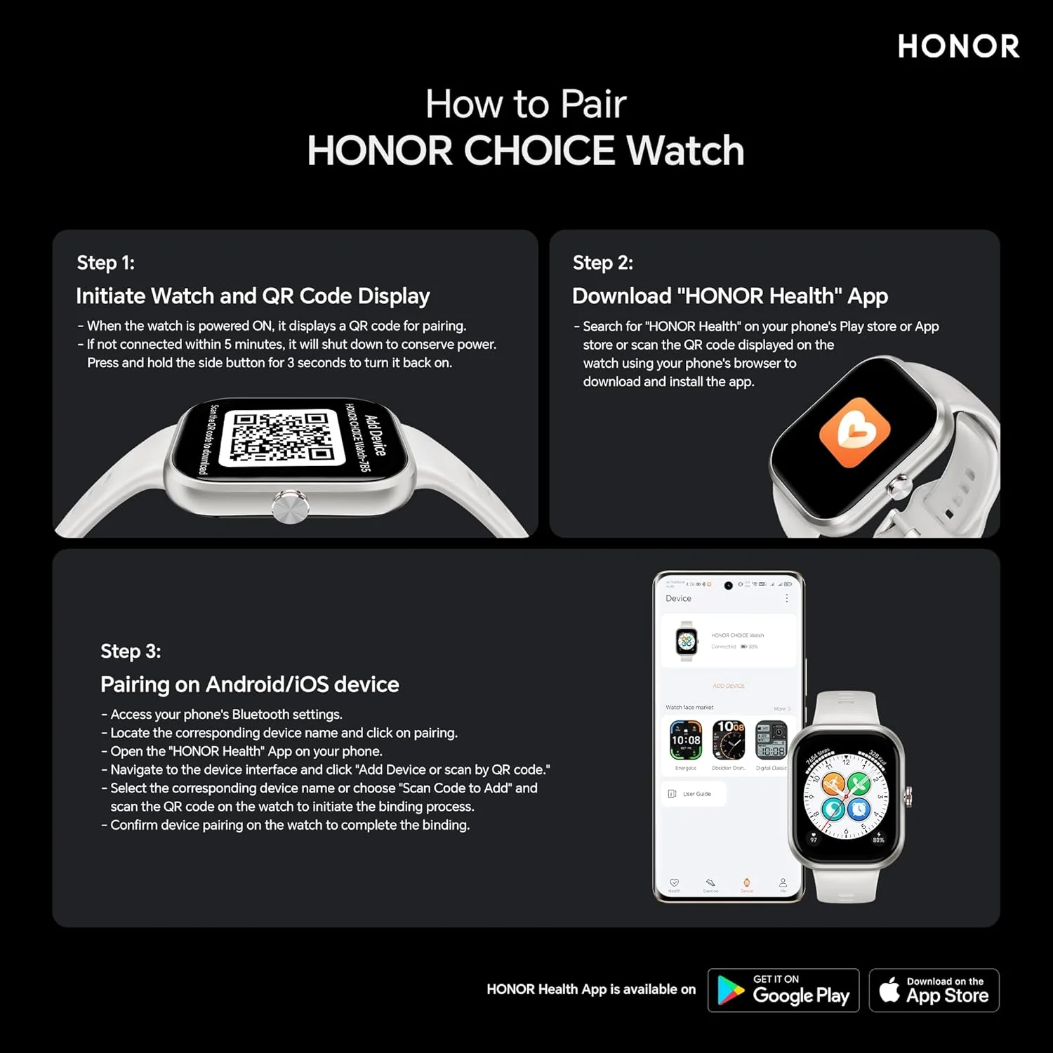 Honor Choice Watch | 1.95" AMOLED Display | Bluetooth Calling | 120 Workout Modes | 5ATM Swim-Ready | Upto 12 Days Battery Life | Built-in Multi-System GNSS | SpO2, Heart Rate, Sleep Tracking - Image 5