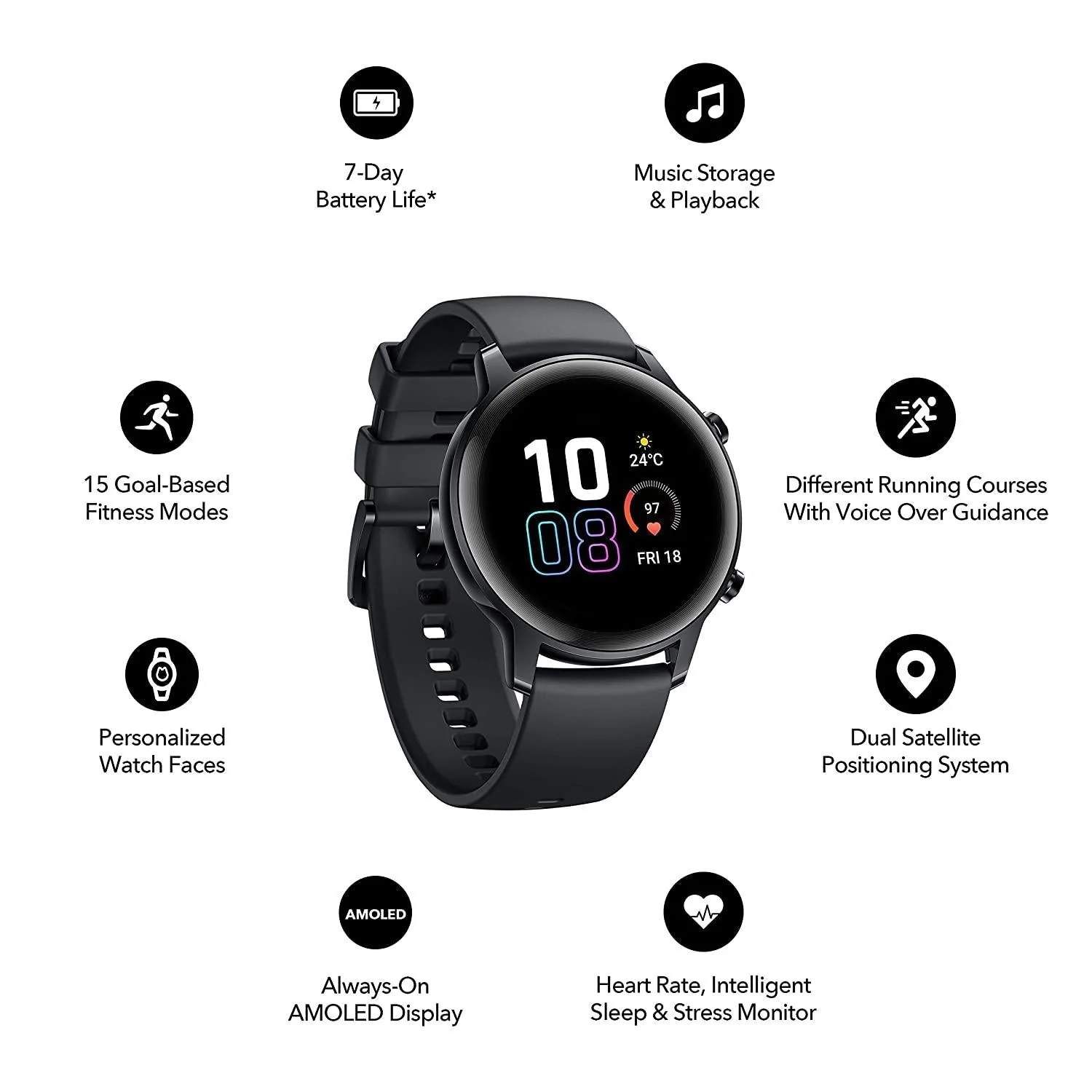 HONOR Magic Watch 2 (42 mm) Always On AMOLED Display, SpO2, 15 Workout Modes, Music Playback & In-Built Storage, Female Cycle & Sleep & HR Monitor, Personalized Watch Face, 7-Days Battery - Image 3